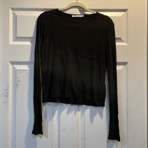 T Alexander Wang Lightweight Long Sleeved Pocket Tee Shirt XS